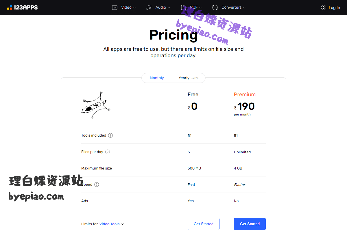 Pricing - Pricing All apps are free to u - 123apps.com网站页面3截图