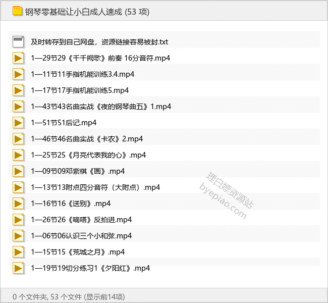 钢琴零基础让小白成人速成-学习课程专区论坛-免费资源分享-理白嫖资源站