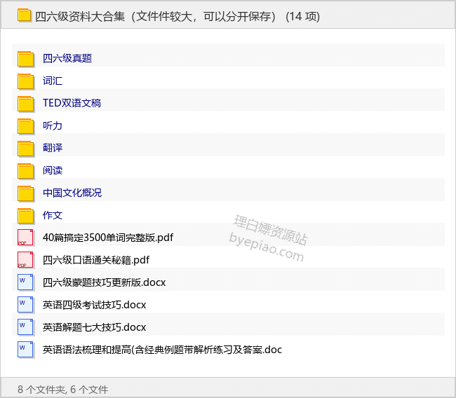 大学英语四六级资料大合集-学习课程专区论坛-免费资源分享-理白嫖资源站