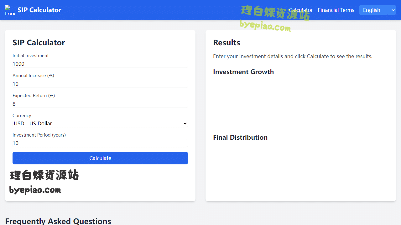 实用工具网站截图 - Step-Up SIP Calculator