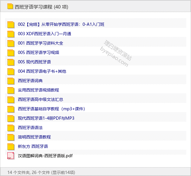 西班牙语学习超全资料包 - 理白嫖资源站-学习课程专区论坛-免费资源分享-理白嫖资源站