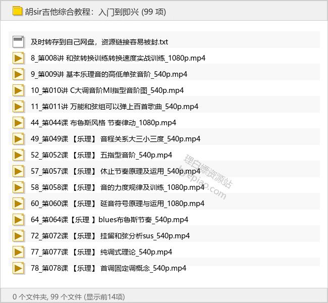 胡sir吉他综合教程：吉他入门到即兴-学习课程专区论坛-免费资源分享-理白嫖资源站