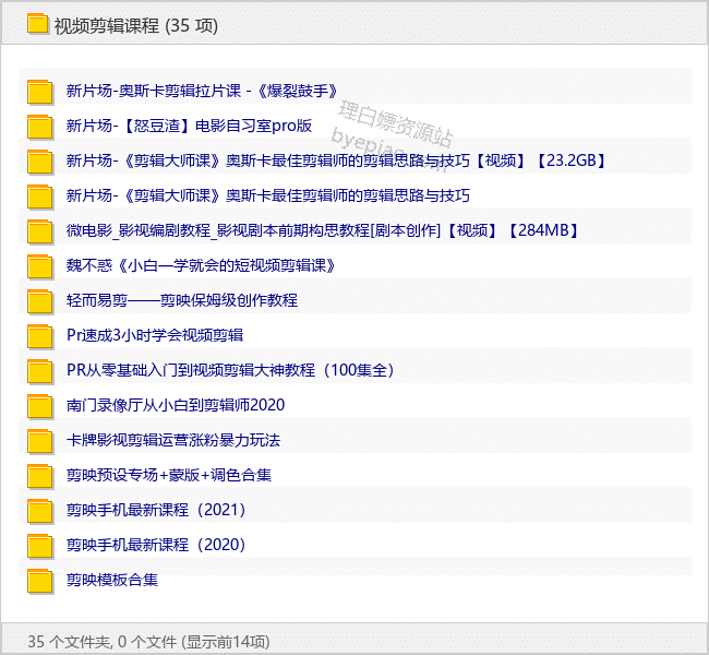 剪辑类课程合集（PR丨AE丨剪映等）包括一些理论 - 理白嫖资源站-学习课程专区论坛-免费资源分享-理白嫖资源站