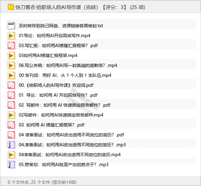 快刀青衣·给职场人的AI写作课（完结） - 理白嫖资源站-学习课程专区论坛-免费资源分享-理白嫖资源站