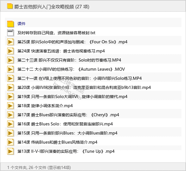 张雄关爵士吉他即兴入门-学习课程专区论坛-免费资源分享-理白嫖资源站