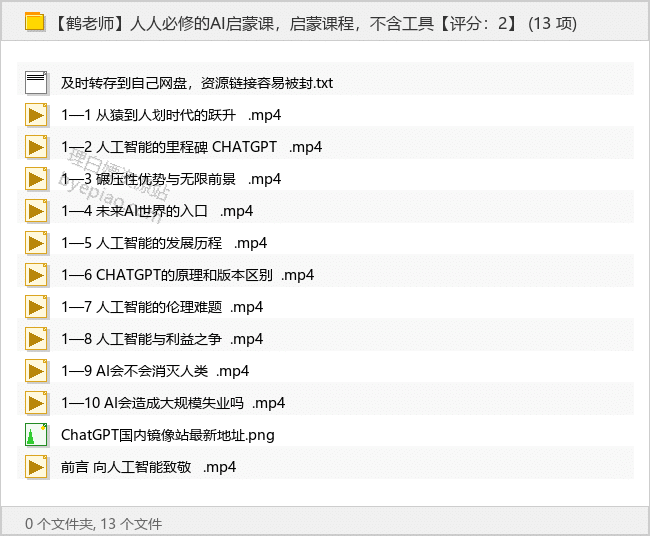 【鹤老师】人人必修的AI启蒙课，启蒙课程，不含工具 - 理白嫖资源站-学习课程专区论坛-免费资源分享-理白嫖资源站
