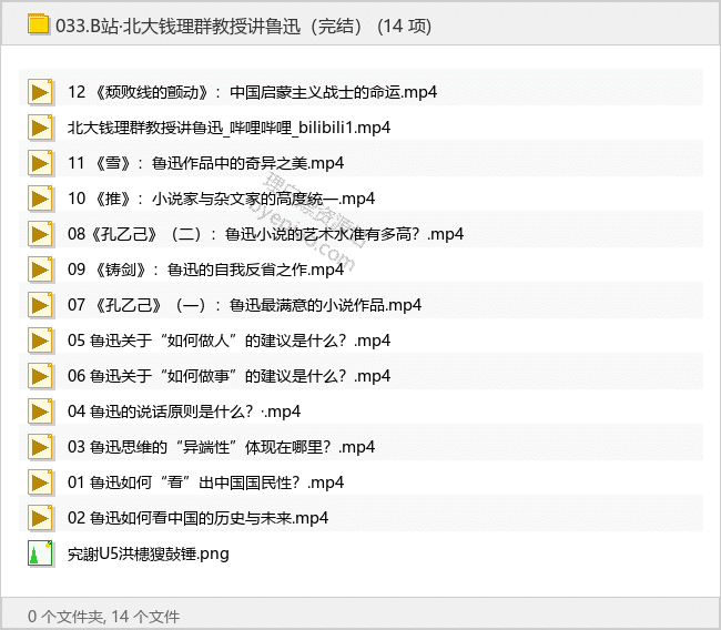 B站·北大钱理群教授讲鲁迅（完结）