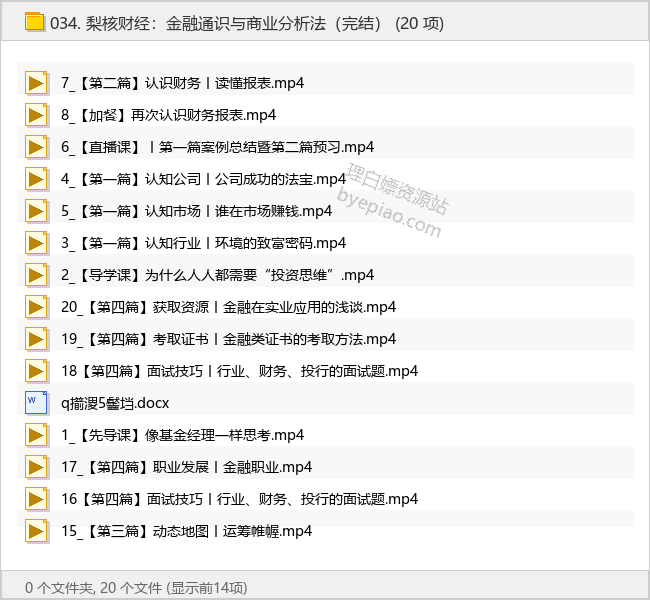 梨核财经：金融通识与商业分析法（完结） - 理白嫖资源站-学习课程专区论坛-免费资源分享-理白嫖资源站
