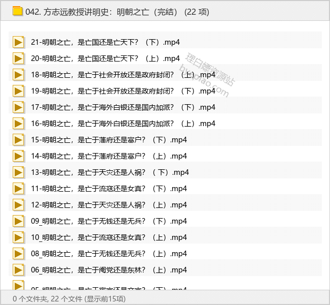 方志远教授讲明史：明朝之亡（完结）