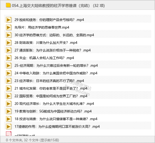 上海交大陆铭教授的经济学思维课（完结）-理白嫖资源站