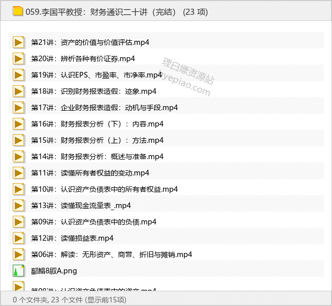 李国平教授：财务通识二十讲（完结） - 理白嫖资源站-学习课程专区论坛-免费资源分享-理白嫖资源站