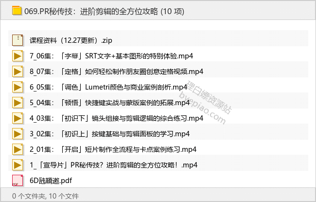 PR秘传技：进阶剪辑的全方位攻略 - 理白嫖资源站-学习课程专区论坛-免费资源分享-理白嫖资源站