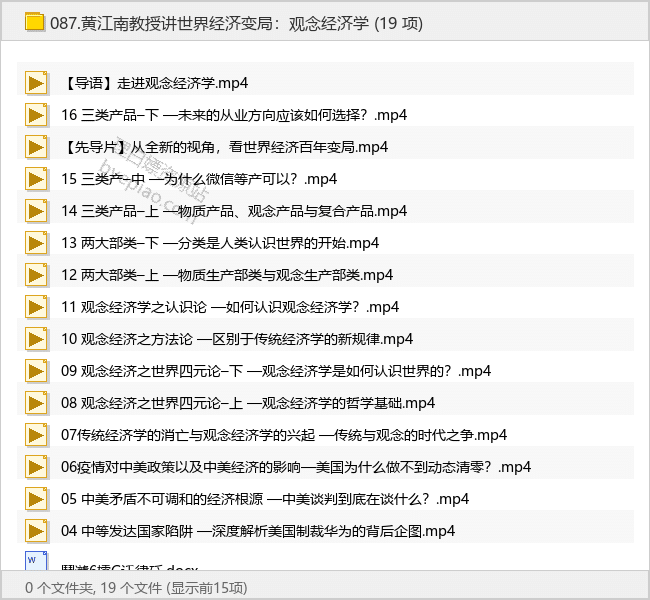 黄江南教授讲世界经济变局：观念经济学