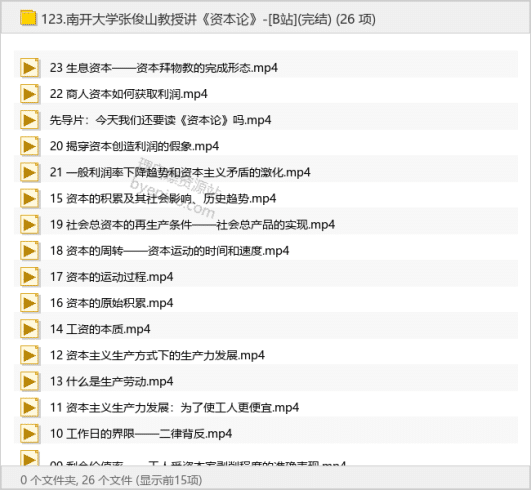 南开大学张俊山教授讲《资本论》-[B站](完结)-理白嫖资源站