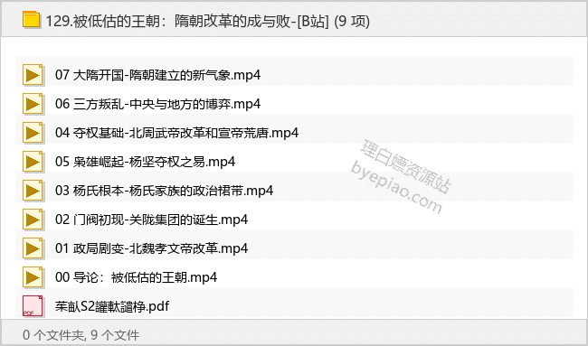 被低估的王朝：隋朝改革的成与败-[B站]-理白嫖资源站
