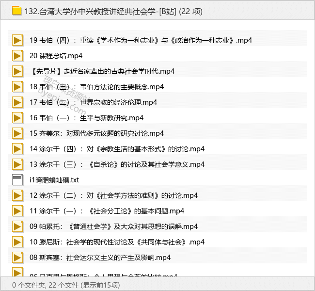 台湾大学孙中兴教授讲经典社会学-[B站]
