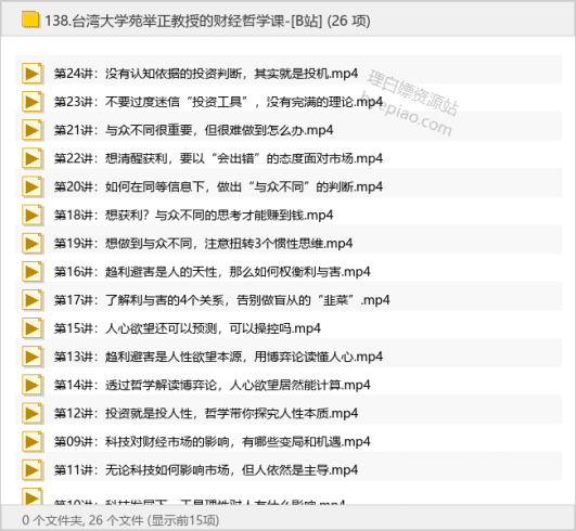 台湾大学苑举正教授的财经哲学课-[B站]-理白嫖资源站