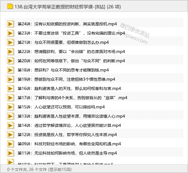 台湾大学苑举正教授的财经哲学课-[B站]