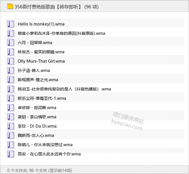 356首付费绝版歌曲【转存即听】 - 理白嫖资源站-音乐资源专区论坛-免费资源分享-理白嫖资源站