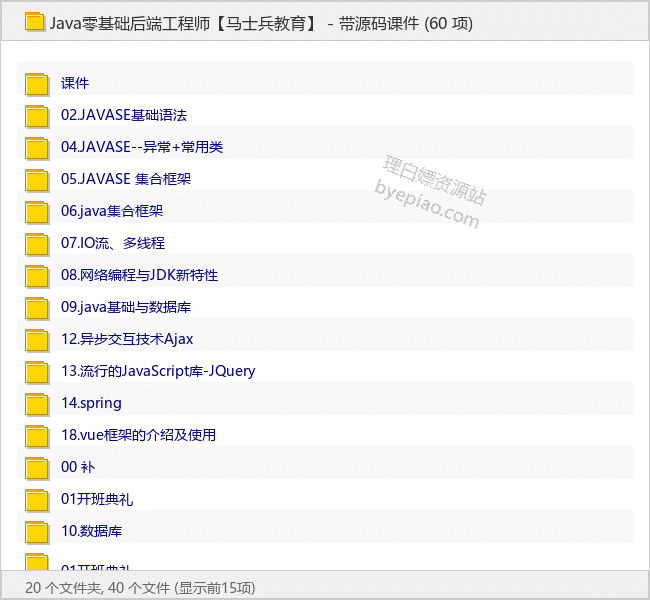 Java零基础后端工程师【马士兵教育】 - 带源码课件 - 理白嫖资源站-学习课程专区论坛-免费资源分享-理白嫖资源站