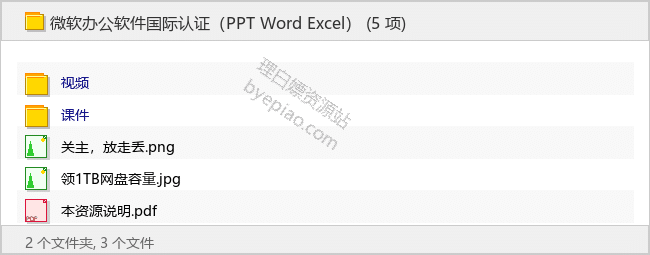 微软办公软件国际认证（PPT Word Excel）-理白嫖资源站