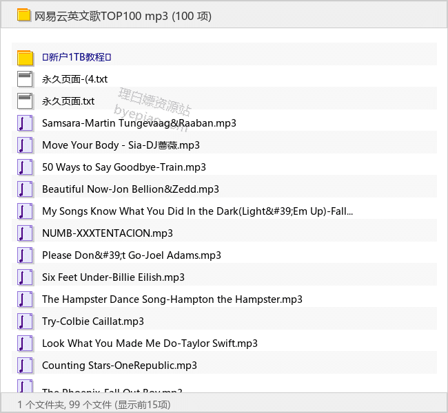 网易云英文歌TOP100 mp3