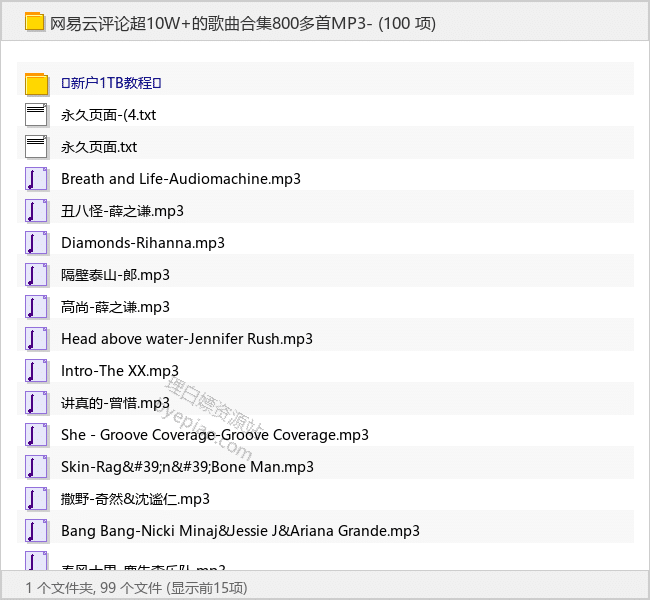 网易云评论超10W+的歌曲合集800多首MP3-