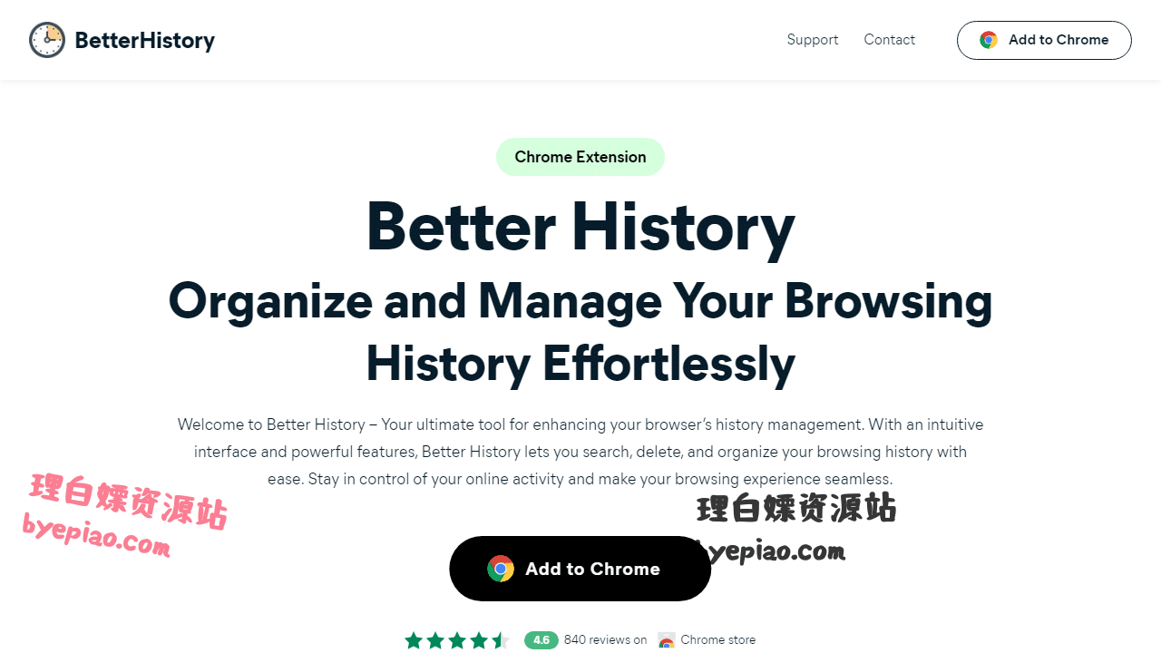 实用工具网站截图 - BetterHistory – Advanced History Search, Delet...