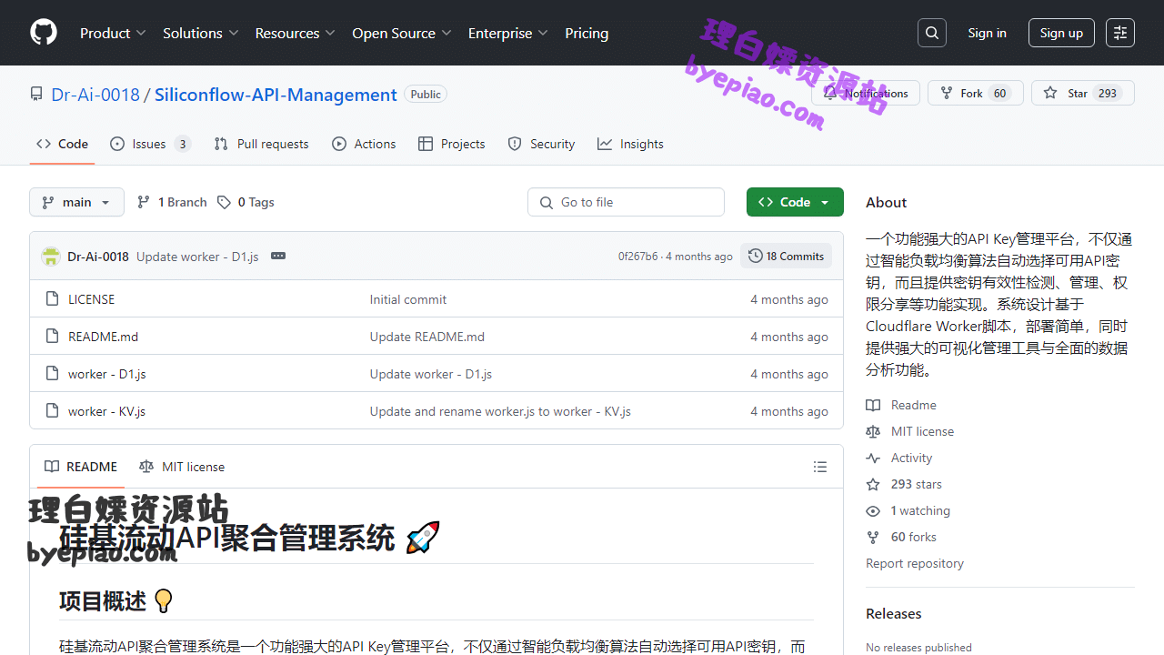 开源项目网站截图 - GitHub