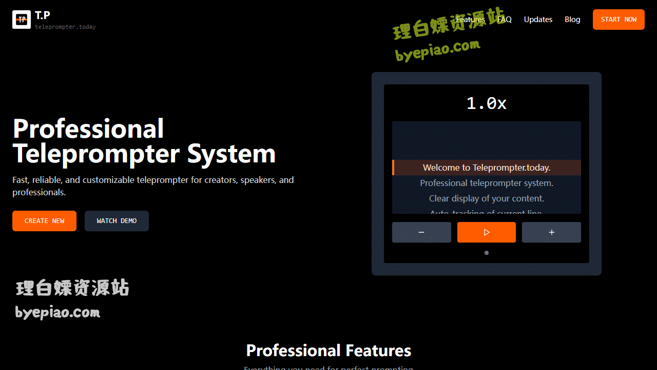 在线网站截图 - Teleprompter.today