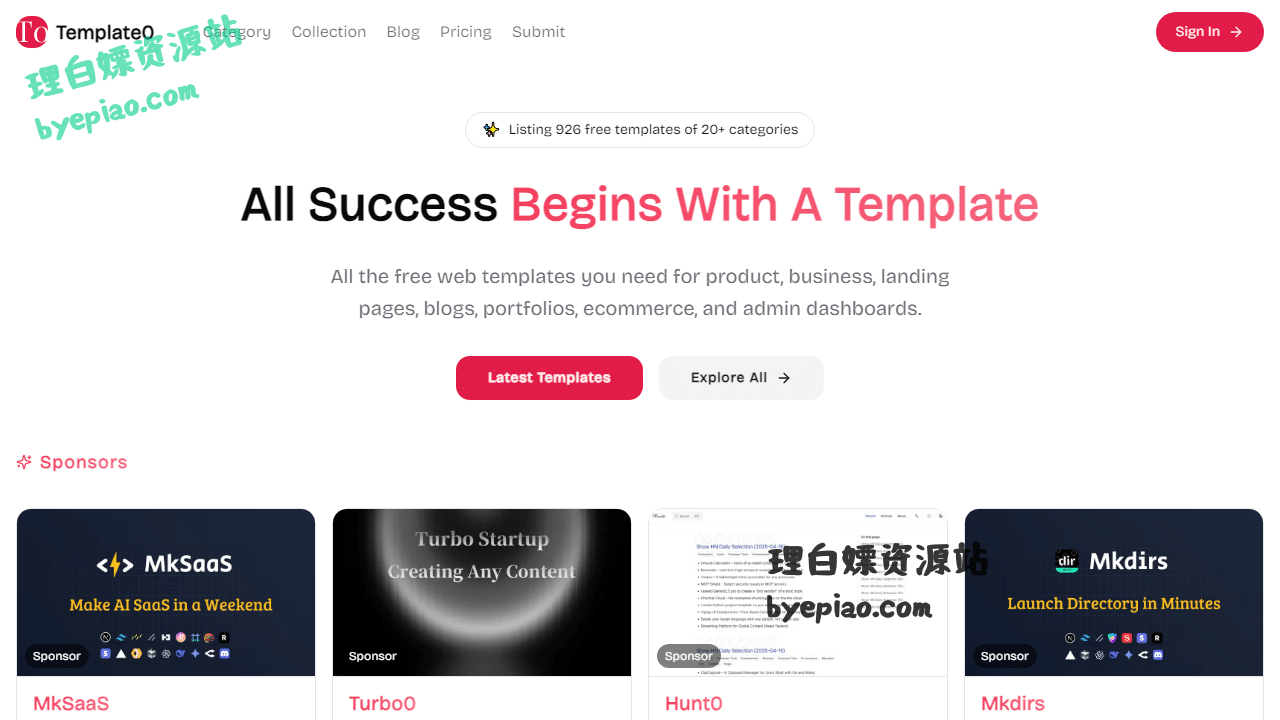 免费网站截图 - Template0 - Explore and Share Free Templates界面展示