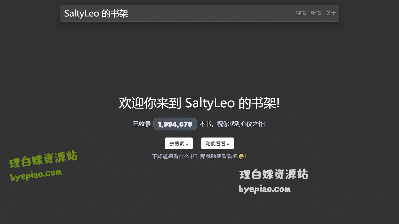 实用工具网站截图 - SaltyLeo 的书架界面展示