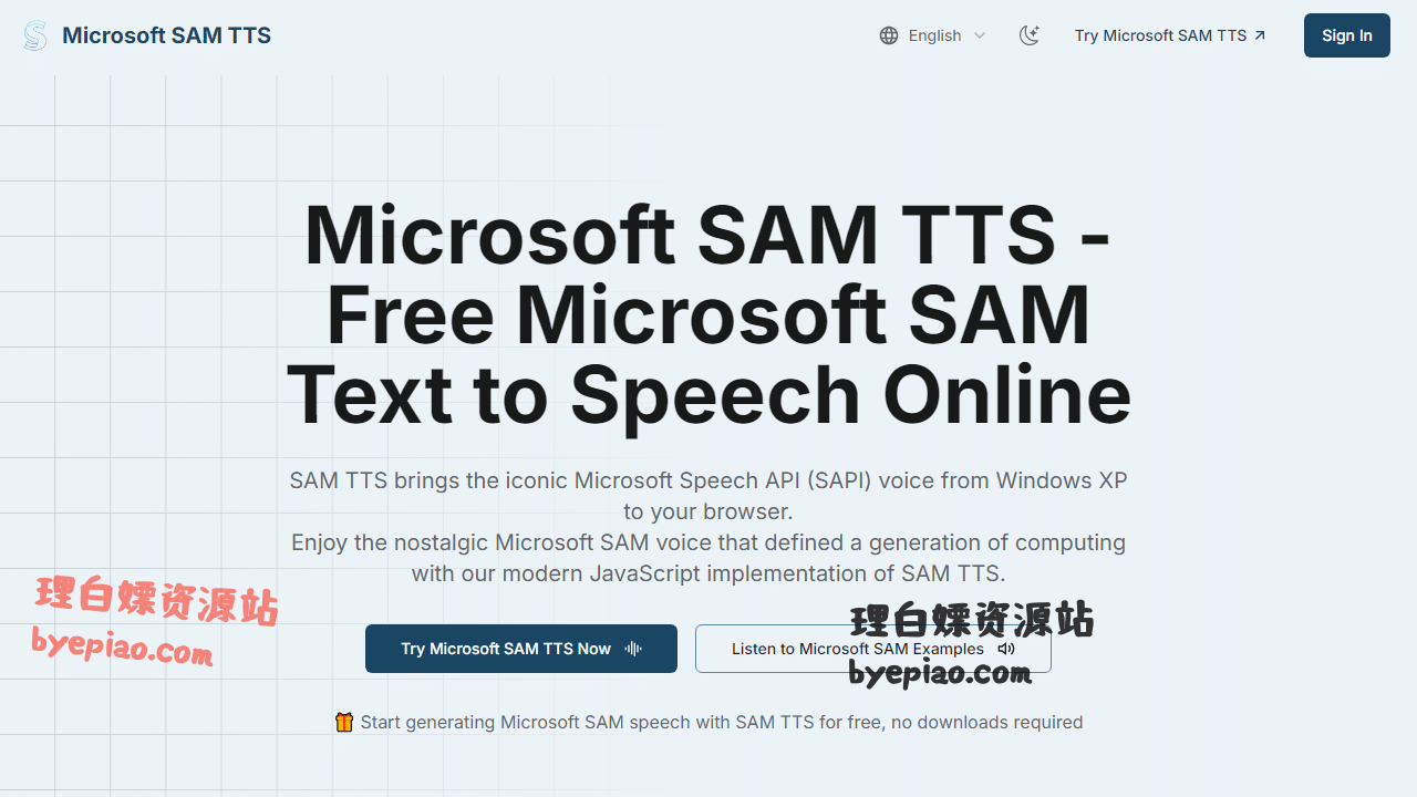 免费网站截图 - Microsoft SAM TTS
