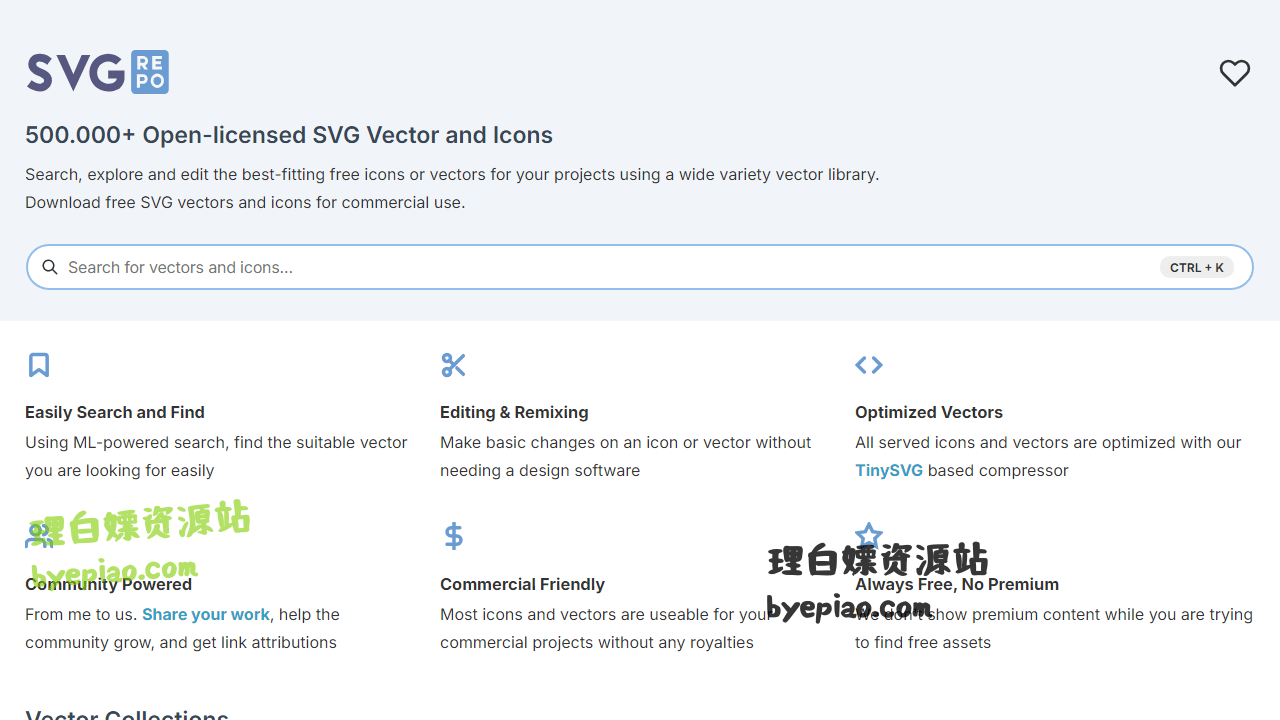 免费网站截图 - SVG Repo - Free SVG Vectors and Icons界面展示