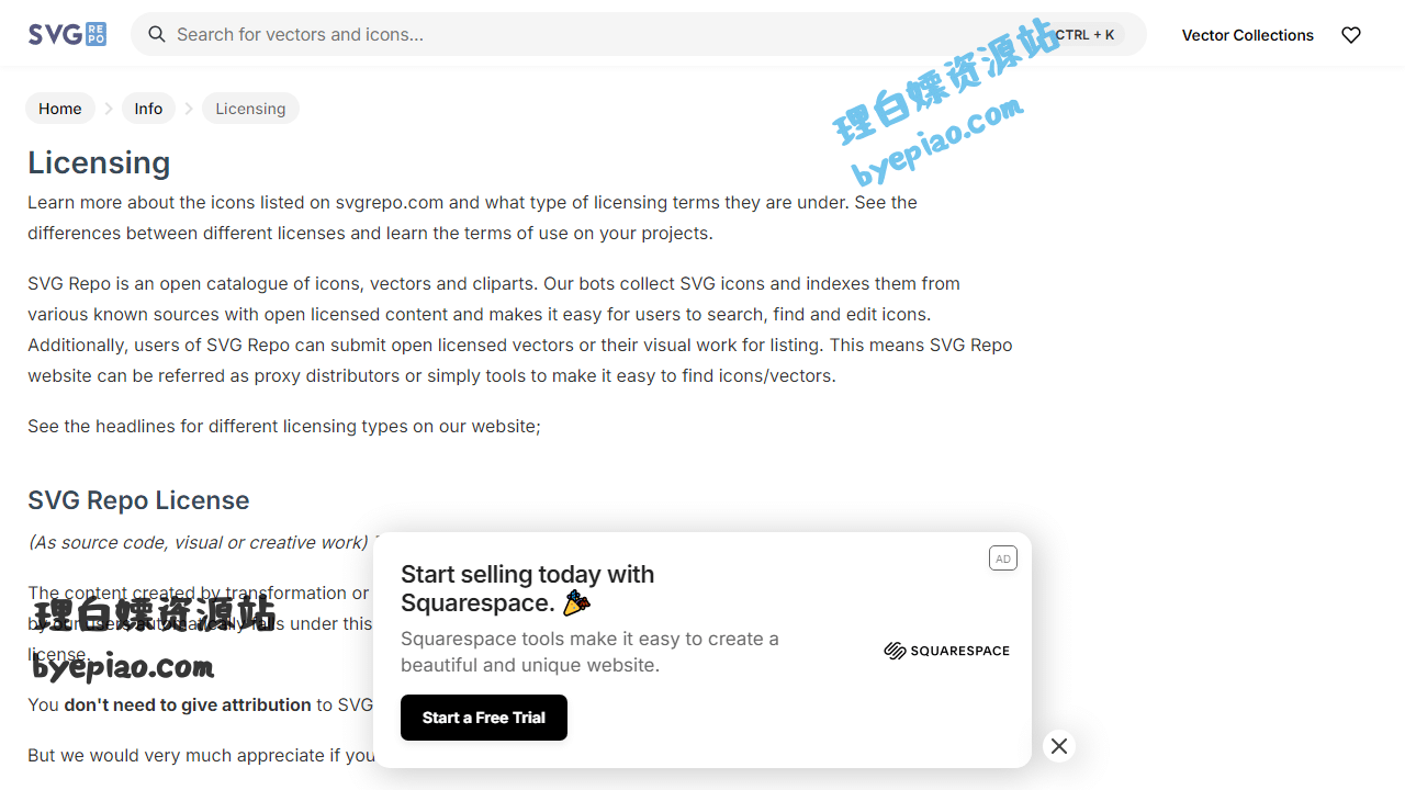 实用工具网站截图 - Licensing - SVG Repo界面展示