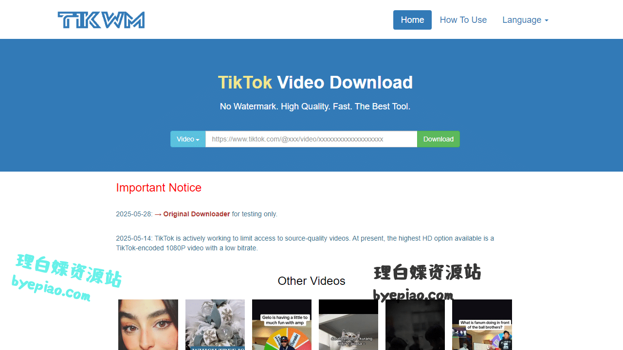 实用工具网站截图 - TikWM: Download TikTok video without watermark...