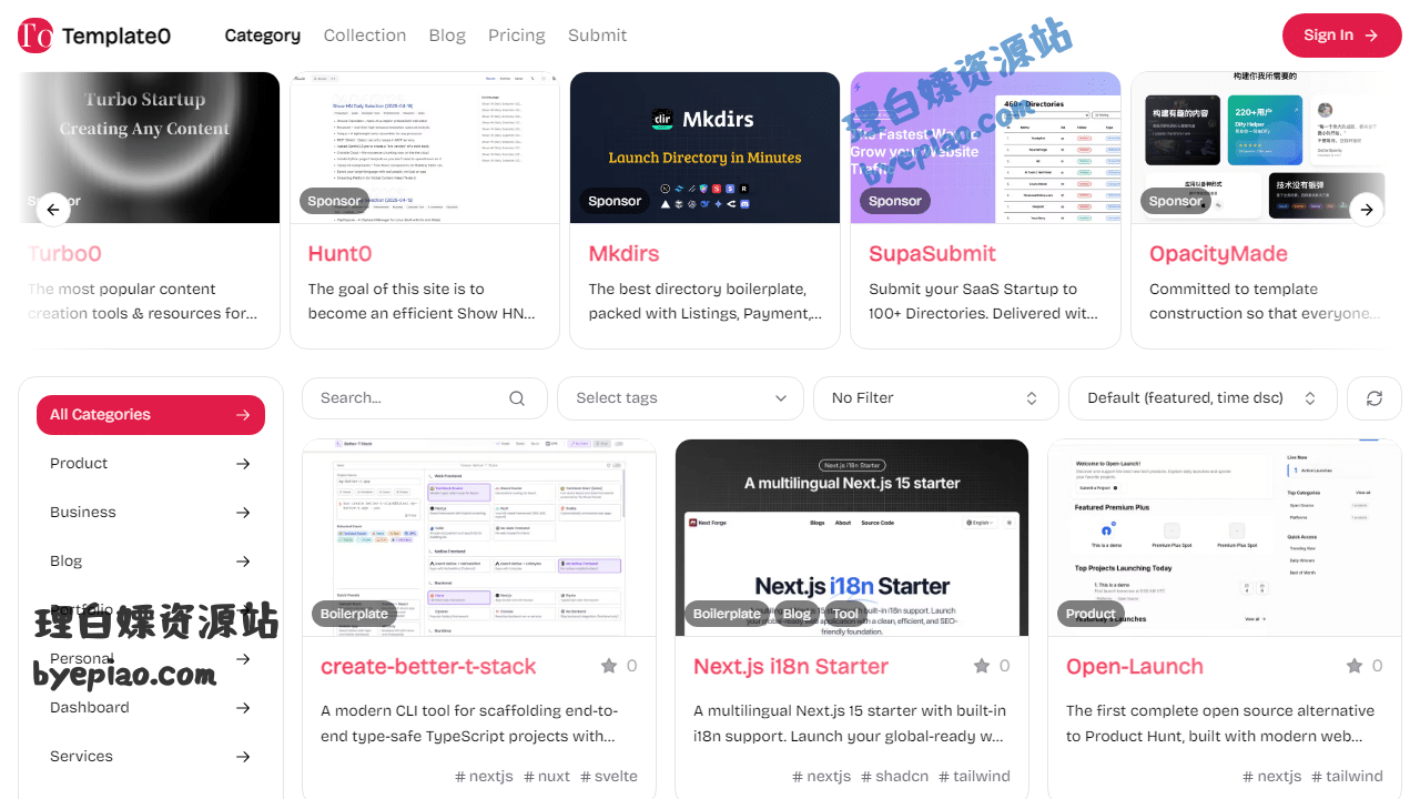 免费网站截图 - Template0 - Explore and Share Free Templates界面展示