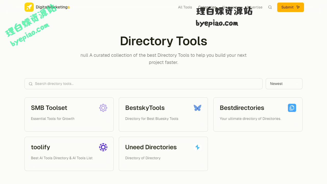 在线工具网站截图 - 5 Best Directory Tools – DigitalMarketings界面展示