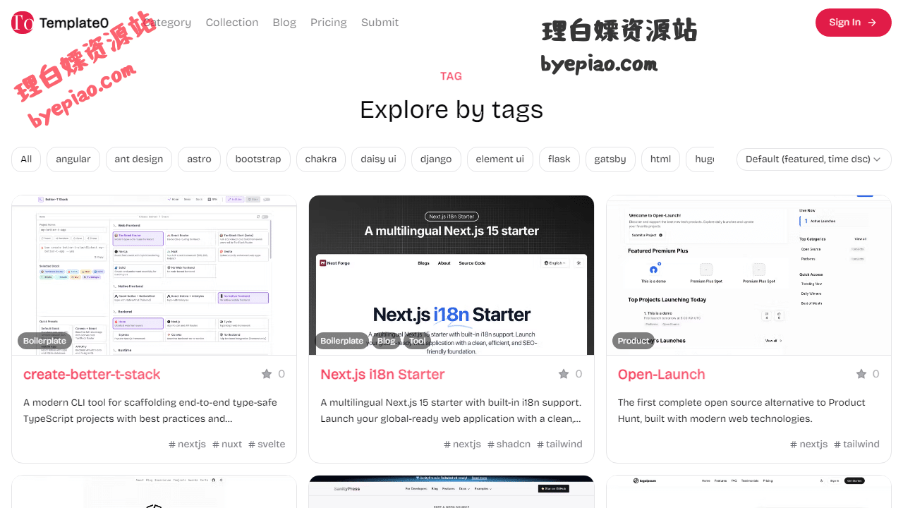 免费网站截图 - Free Nextjs Template - Template0界面展示
