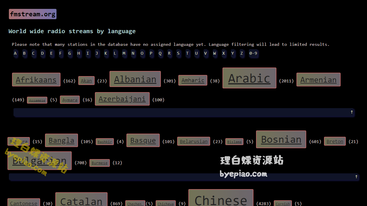 实用工具网站截图 - FMSTREAM - Languages界面展示