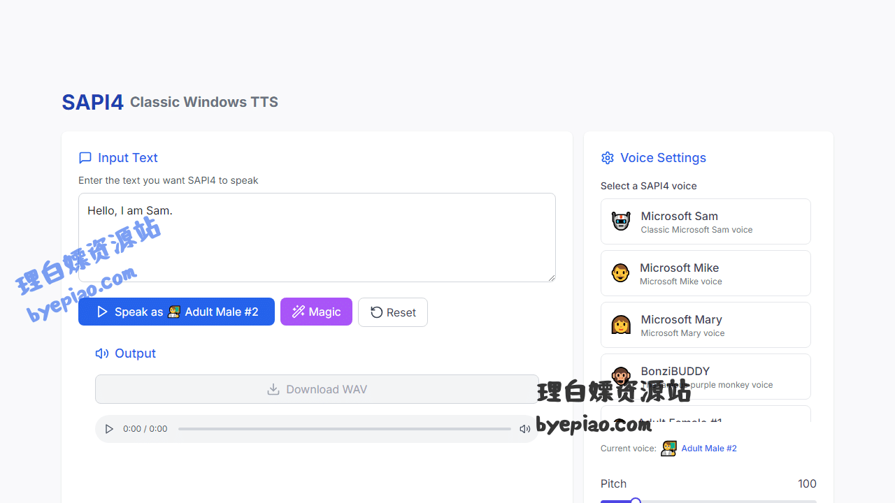 免费网站截图 - Microsoft SAM TTS