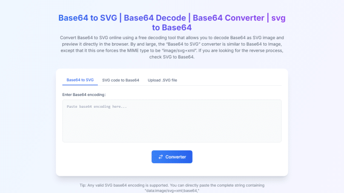 Base64转SVG在线工具：免费极速解码，实时预览矢量图，提升网页开发效率-理白嫖资源站