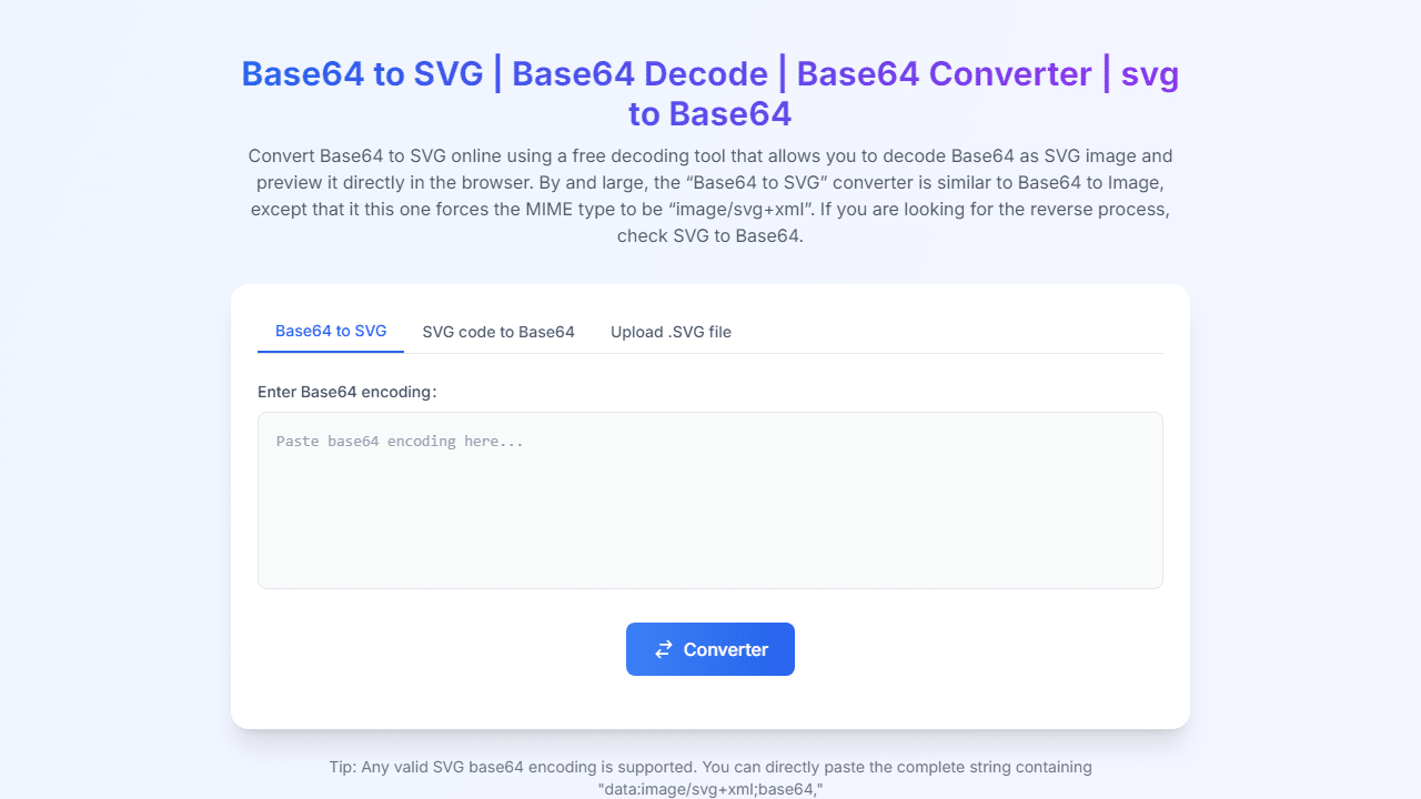 Base64转SVG在线工具：免费极速解码，实时预览矢量图，提升网页开发效率 - 理白嫖资源站-理白嫖资源站