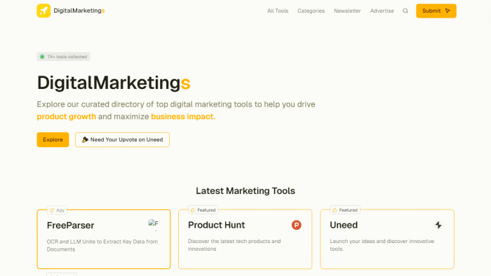 DigitalMarketings数字营销工具的导航站 让您的产品增长 10 倍-理白嫖资源站