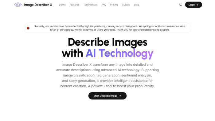 Image Describer X：免费AI图像描述神器，让图片智能开口说话，赋能内容创作与电商-理白嫖资源站