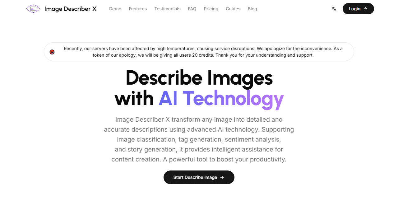 Image Describer X：免费AI图像描述神器，让图片智能开口说话，赋能内容创作与电商 - 理白嫖资源站-理白嫖资源站