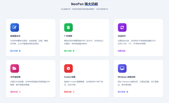 网盘拉新效率神器Neopan，支持百度网盘/夸克网盘批量转存等自动化操作-理白嫖资源站