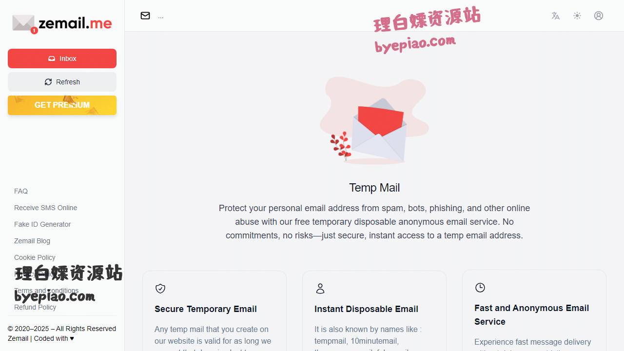 告别垃圾邮件:Zemail.me临时邮箱,守护您的数字隐私利器! 1 人工智能网站截图 - Temp Mail