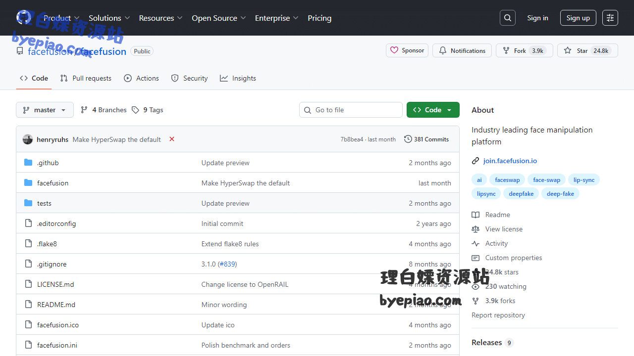 GitHub-facefusion/faAI工具界面