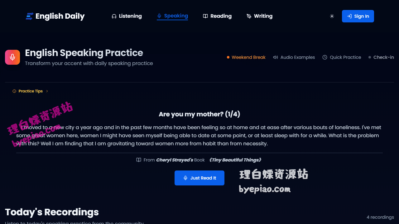 EnglishSpeakingPract学习平台界面